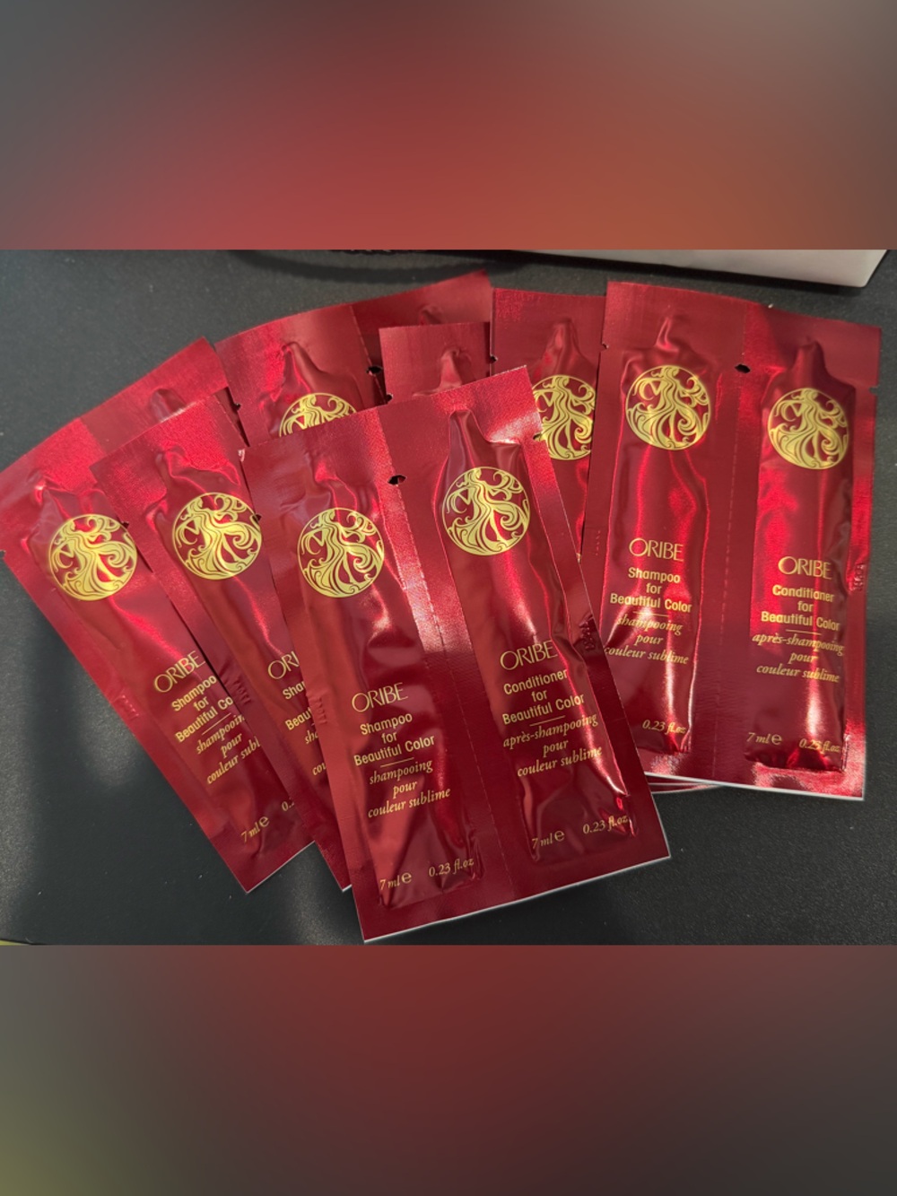ORIBE shampoo/conditioner packets (set of 7)
